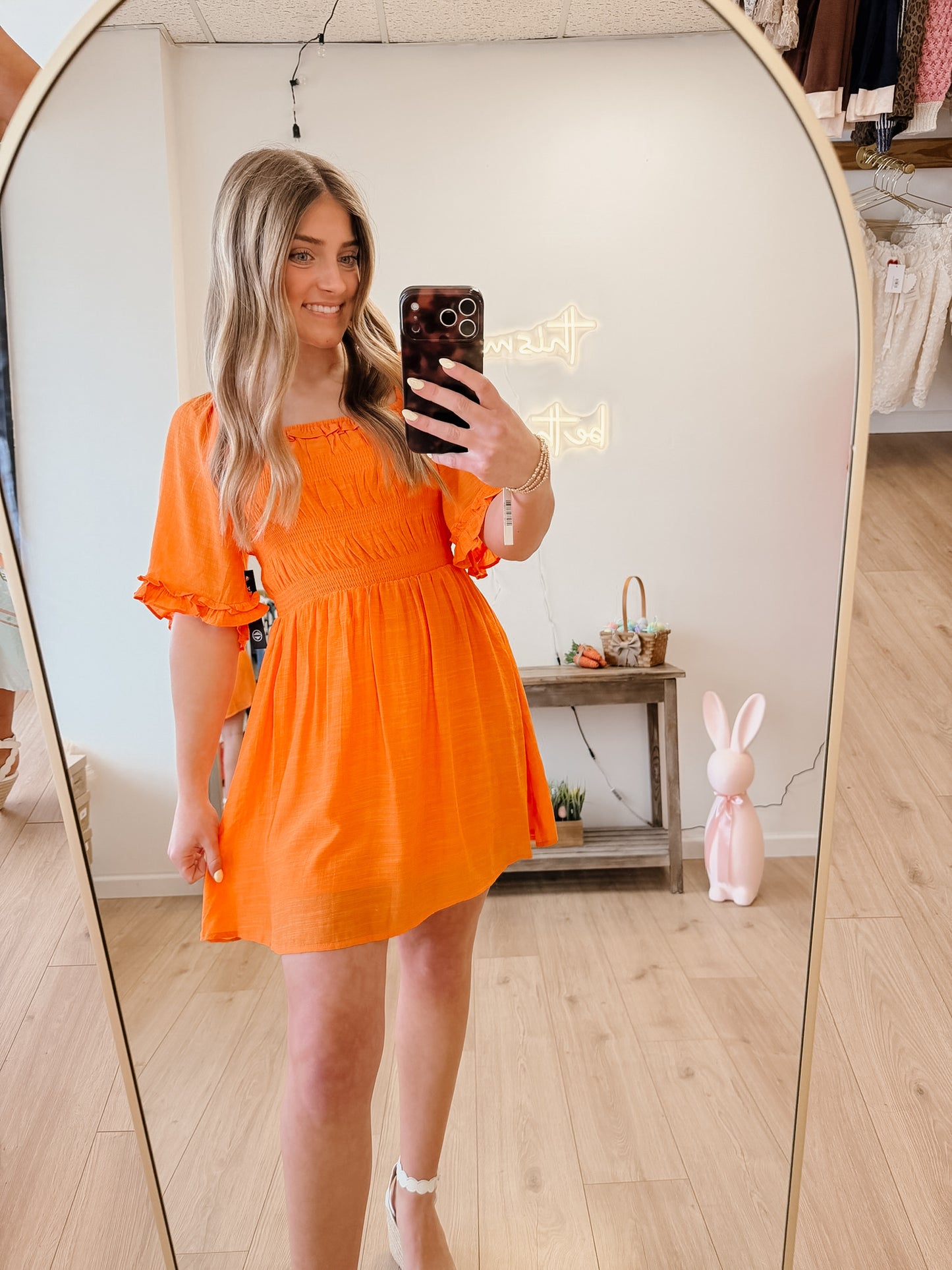 Eleanor Orange Mini Dress