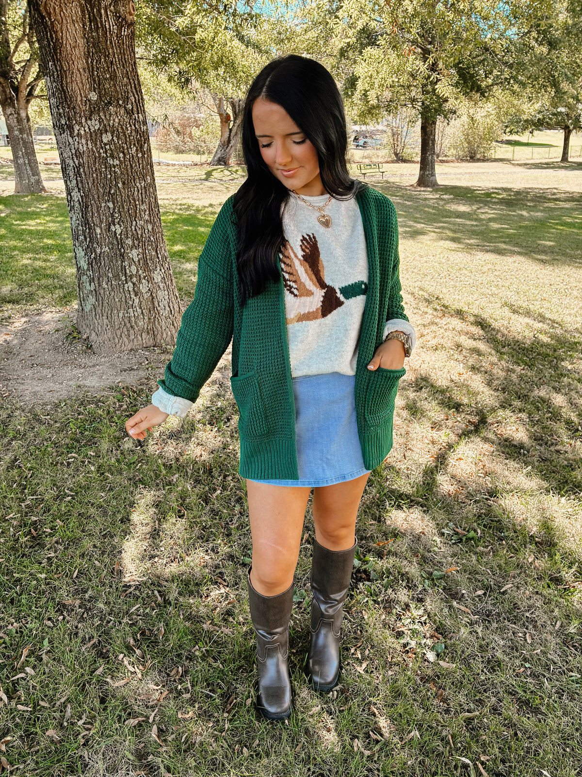 At Ease Knit Cardigan - Hunter Green