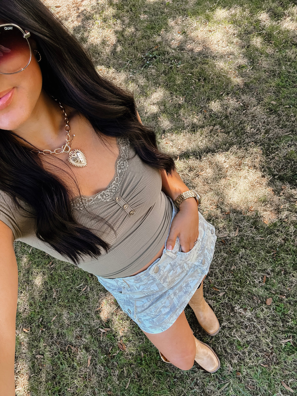 Night Out Fitted Top - Olive
