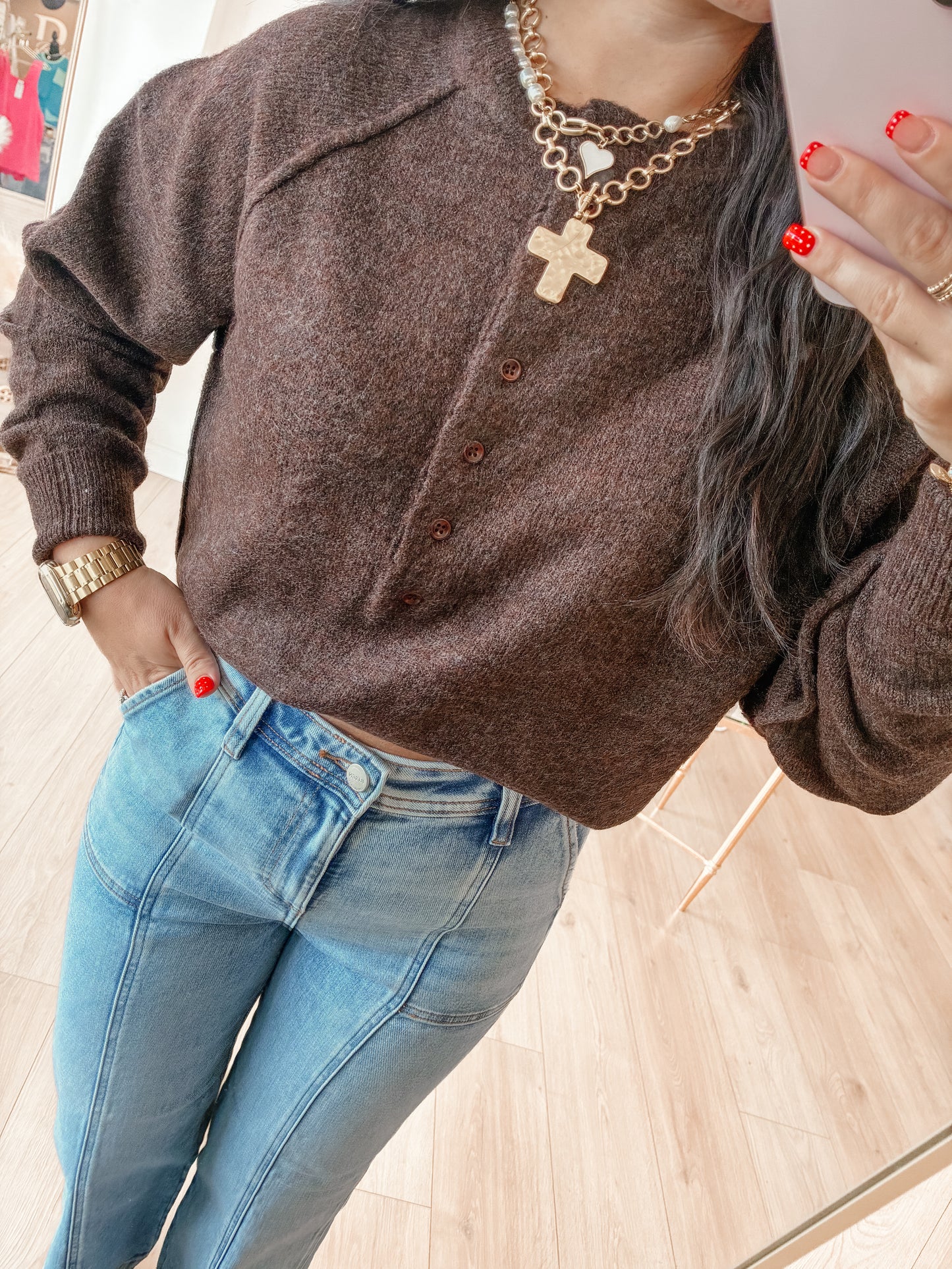 Dark Roast Henley Sweater