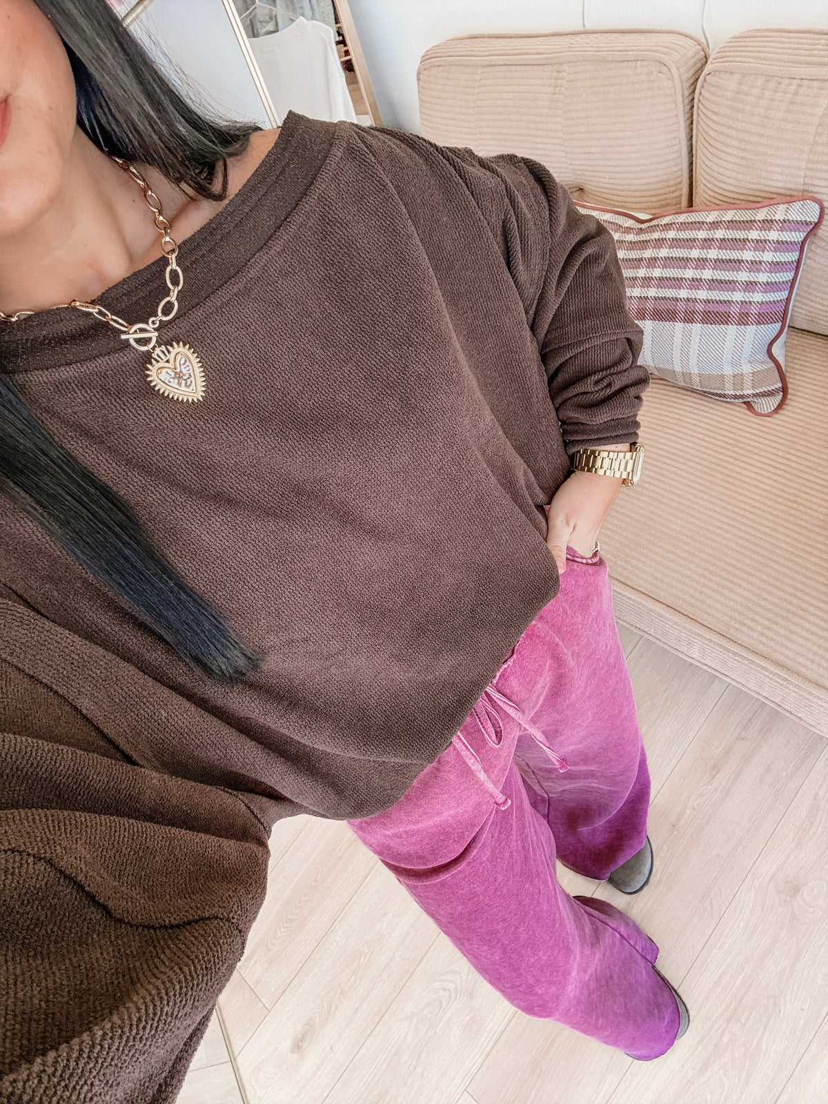 Staple Fleece Palazzo Sweatpants - Wine