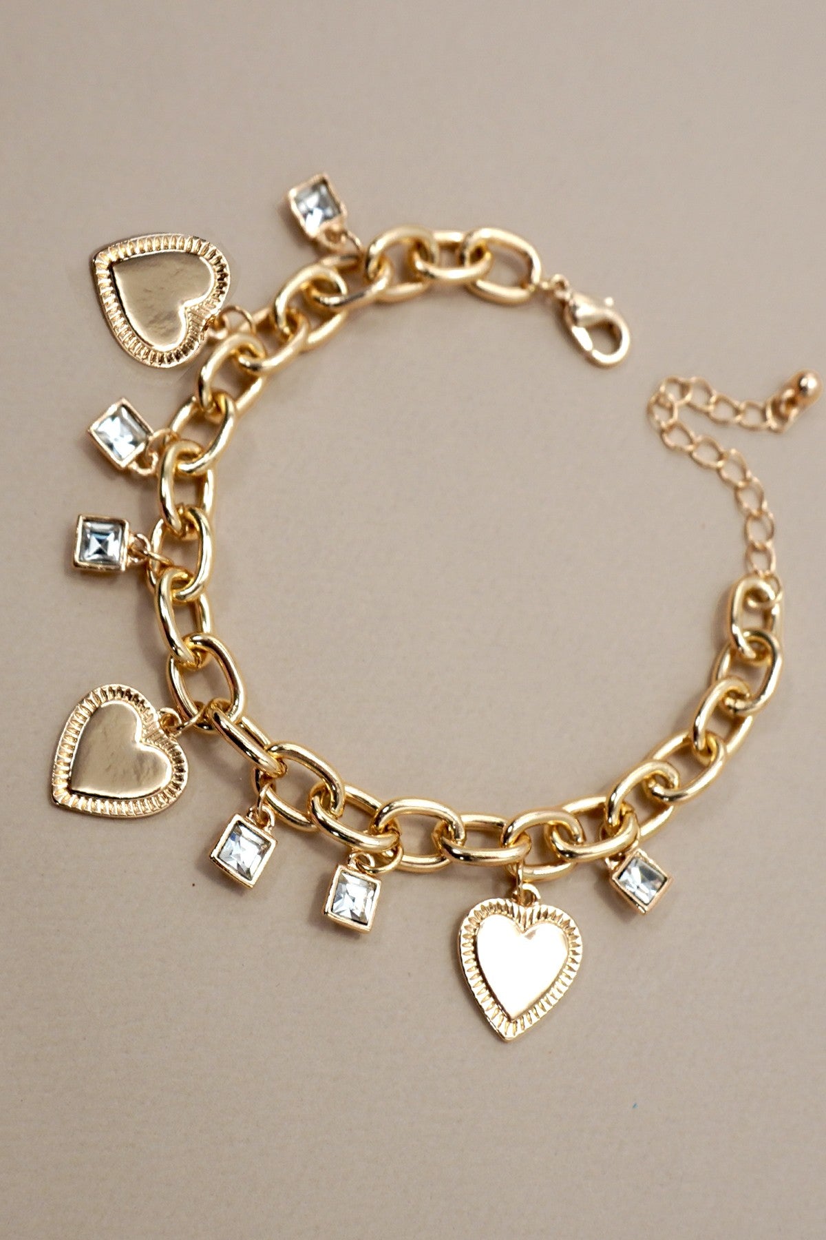Charm Bracelet-heart Rhinestone Charms