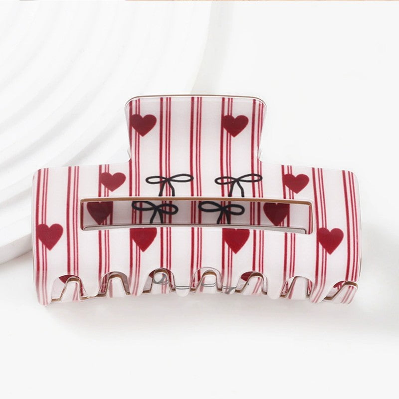 Jumbo Bow Heart Rectangle Hair Claw Clips
