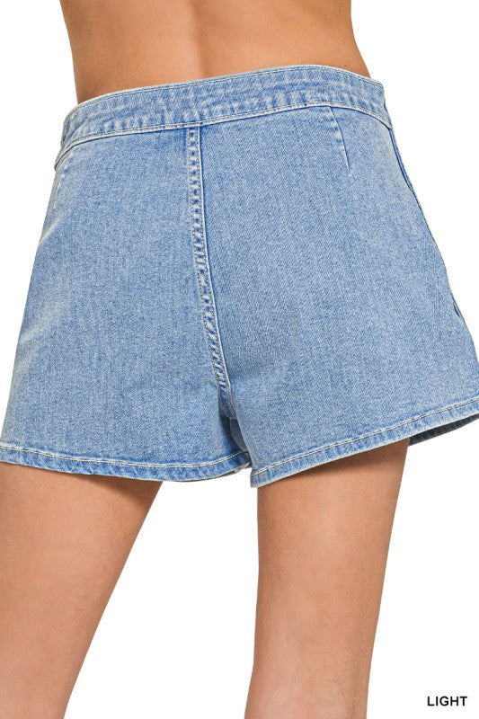 Wrap Front Skort Denim