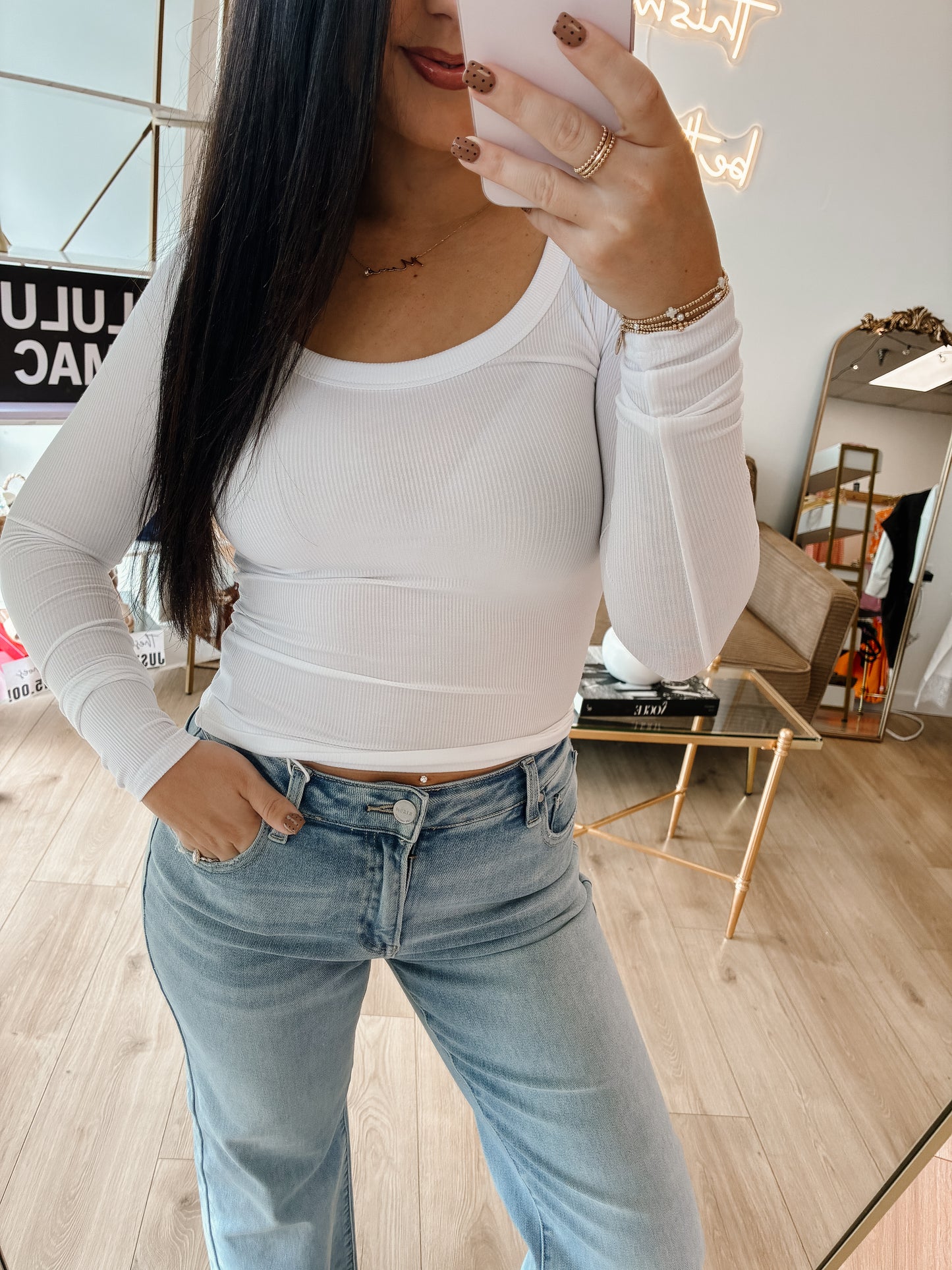 The Classis Ribbed Longsleeve - White