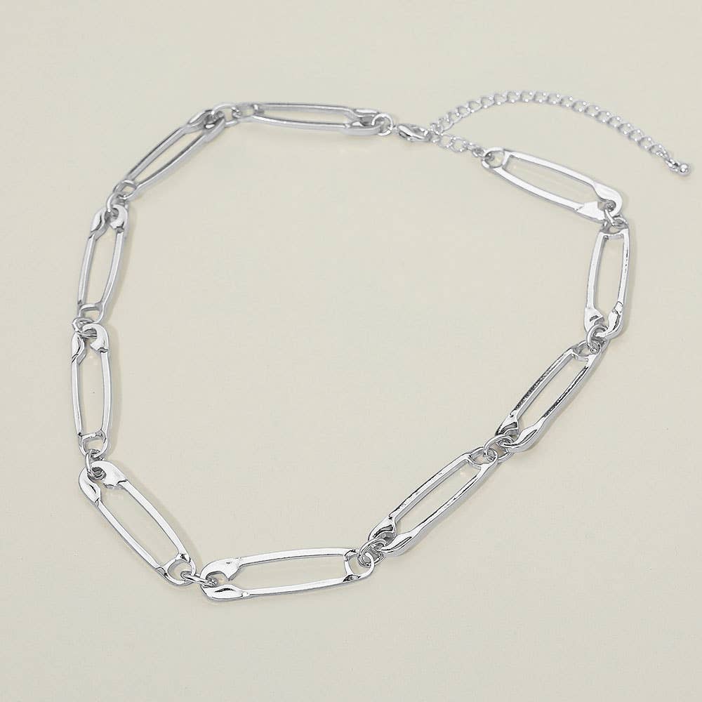 Safety Pin Link Chain Necklace