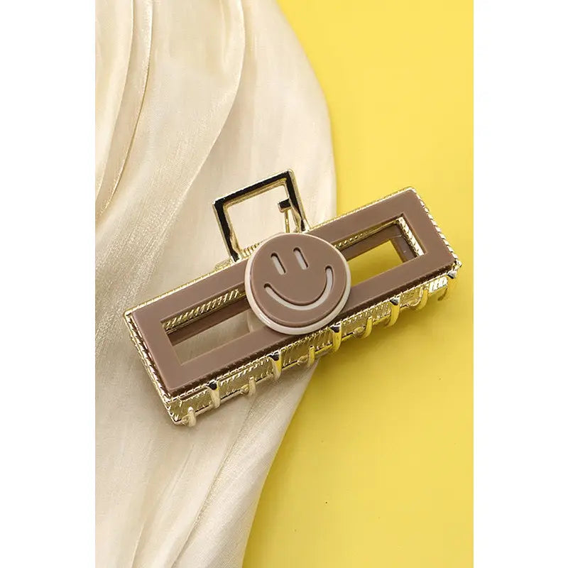 Cellulose Rectangle Smiley Hair Claw Clips