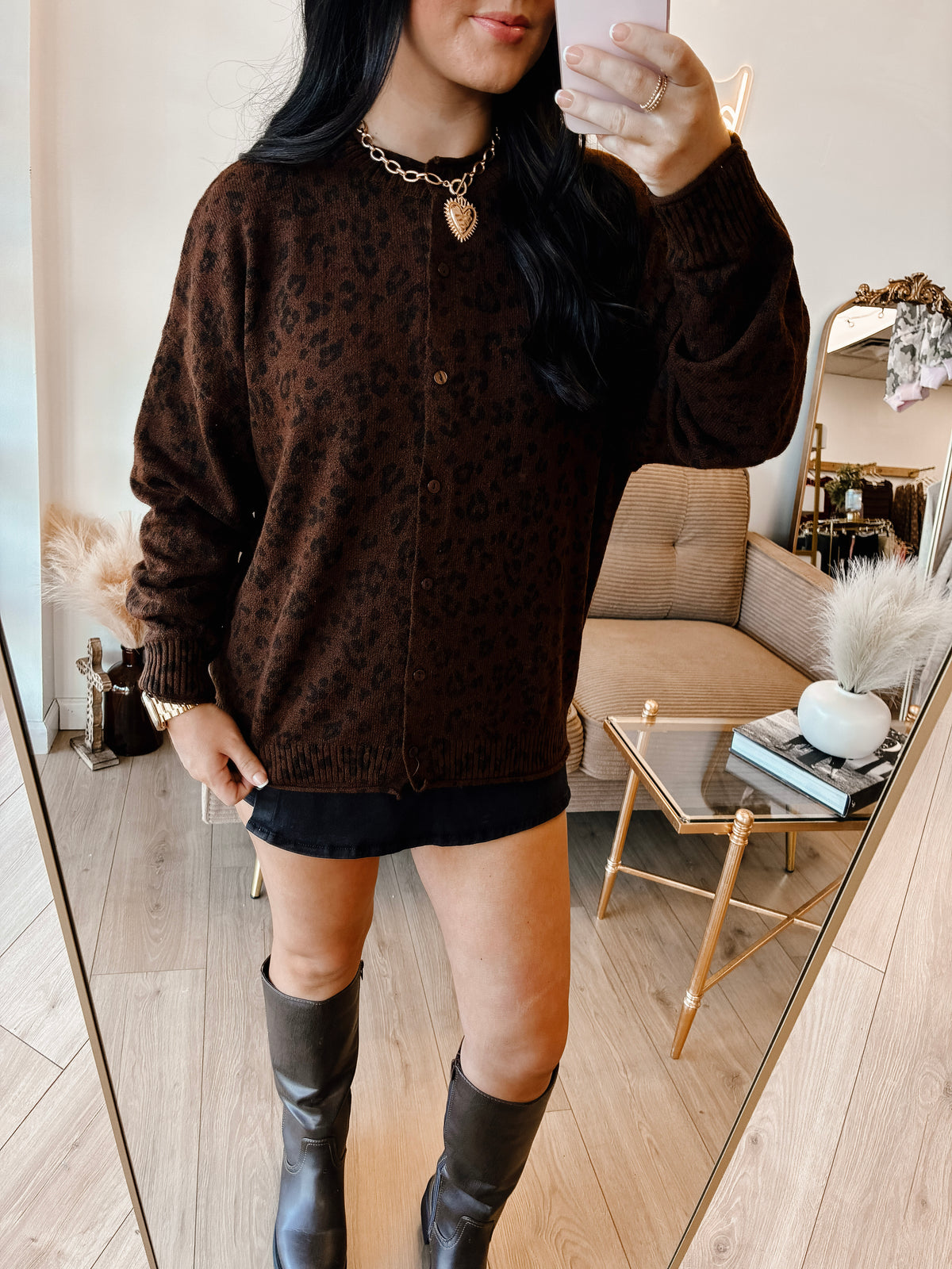 Leopard Lizzie Button Cardigan