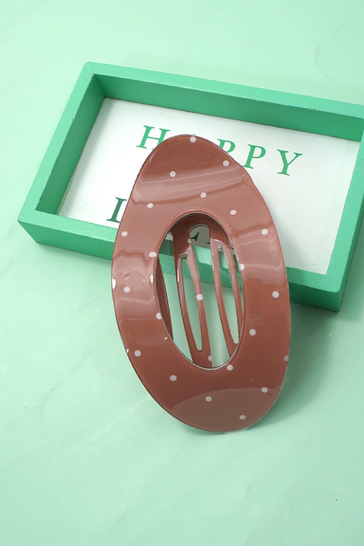 Brown Polka Flat Claw Clip