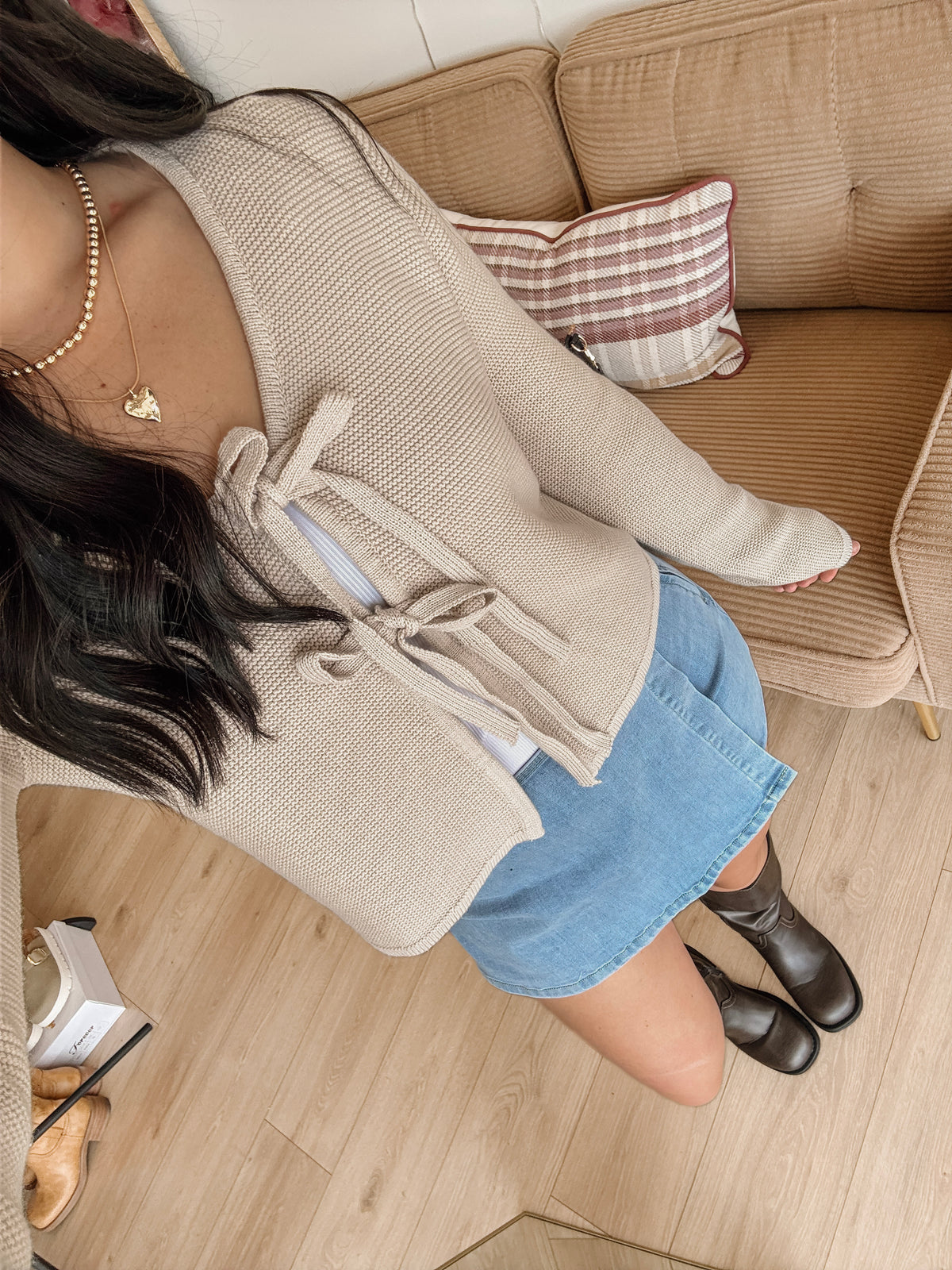 Dreaming of You Tie Cardigan - Sand Beige