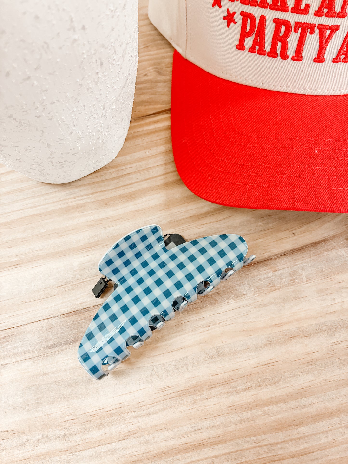 Blue Gingham Hair Clip