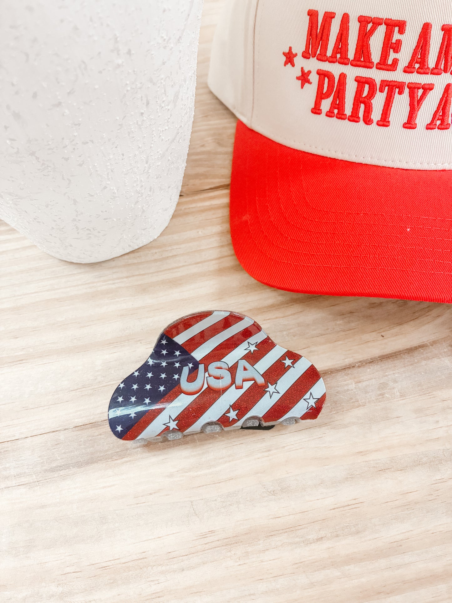 Thin Striped USA Hair Clip