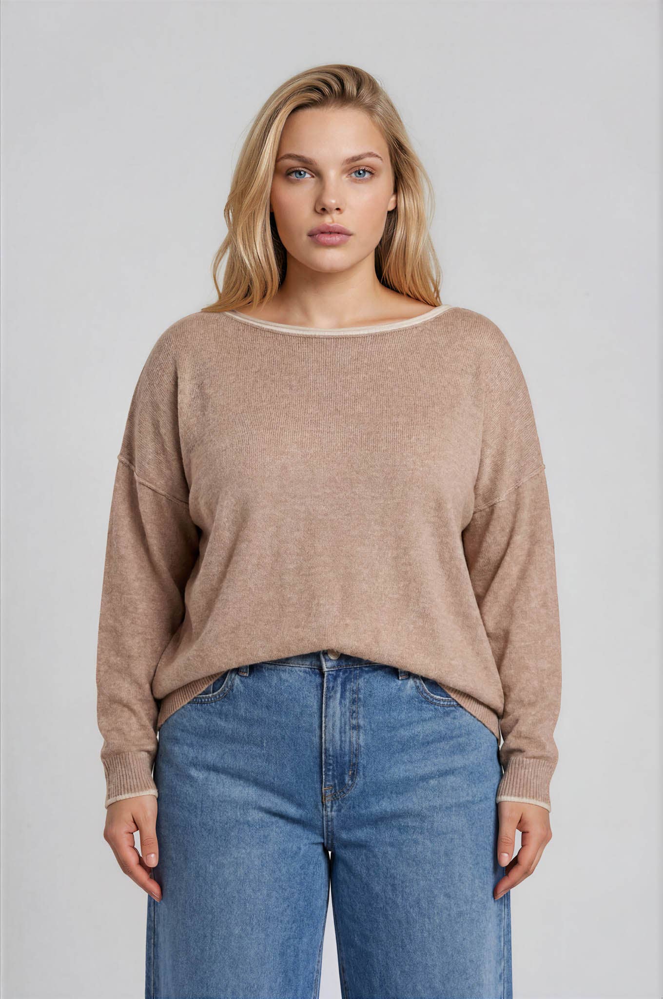 Espresso Martini Contrast Boat Neck Sweater