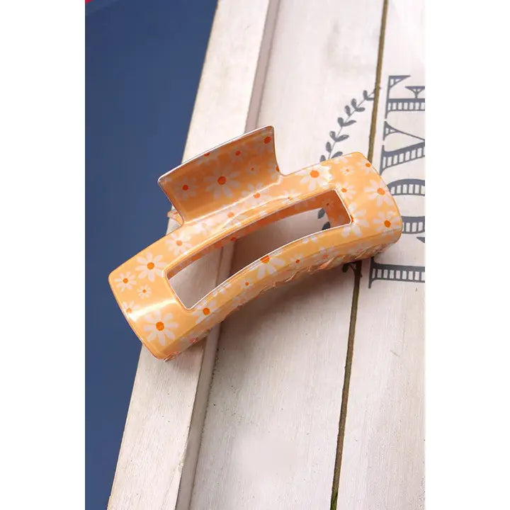 Jumbo Shiny Acetate Floral Hair Claw Clips