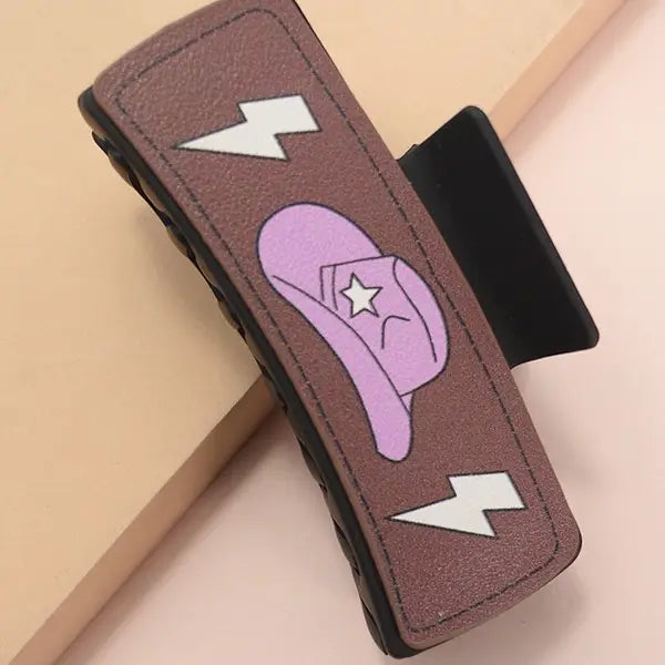 Jumbo Faux Leather Western Cowgirl Hair Claw