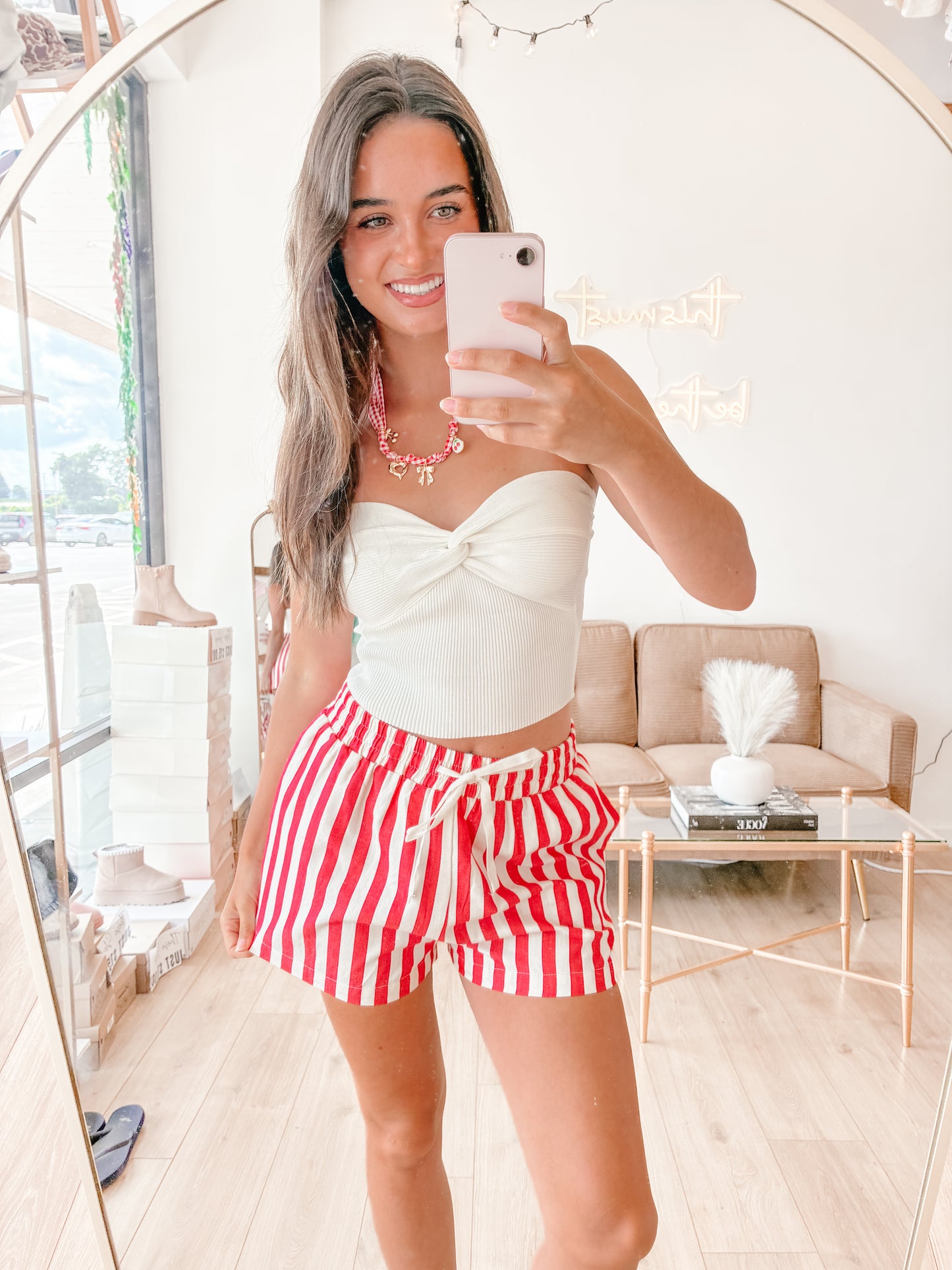 Red Hank Linen Shorts