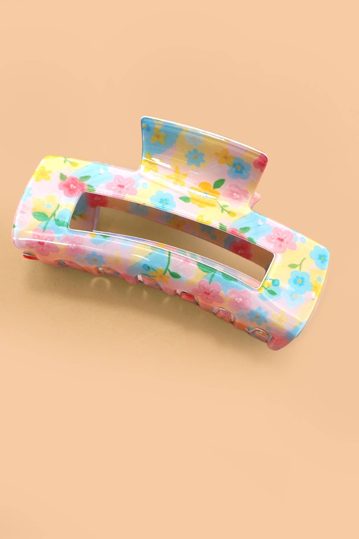 Retro Floral Claw Clip Blue