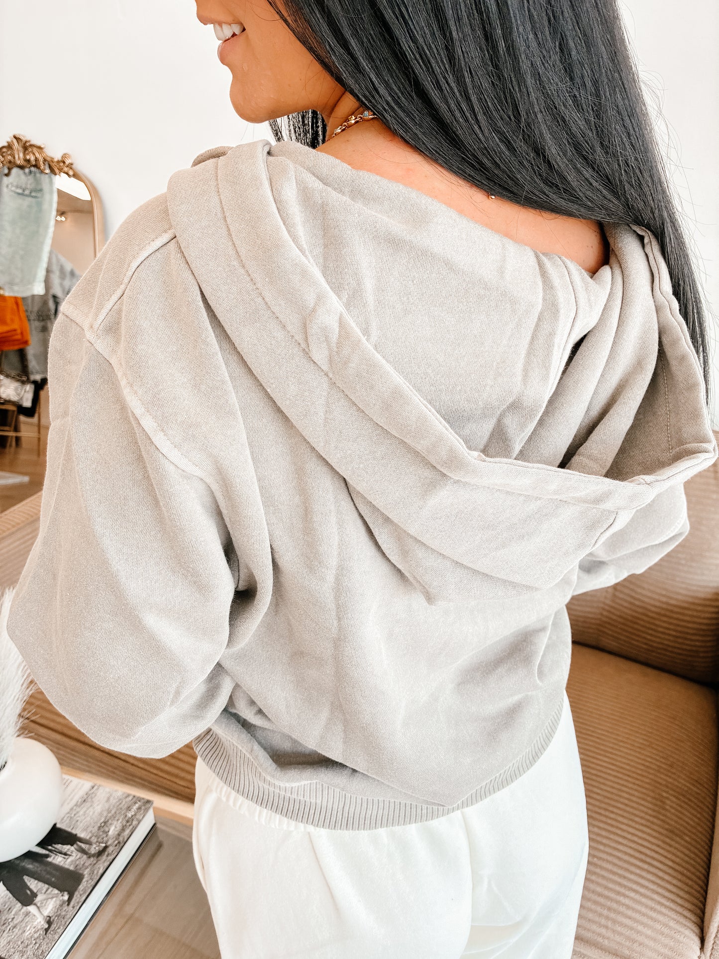 Easy Going Half Zip Hoodie - Ash Mocha