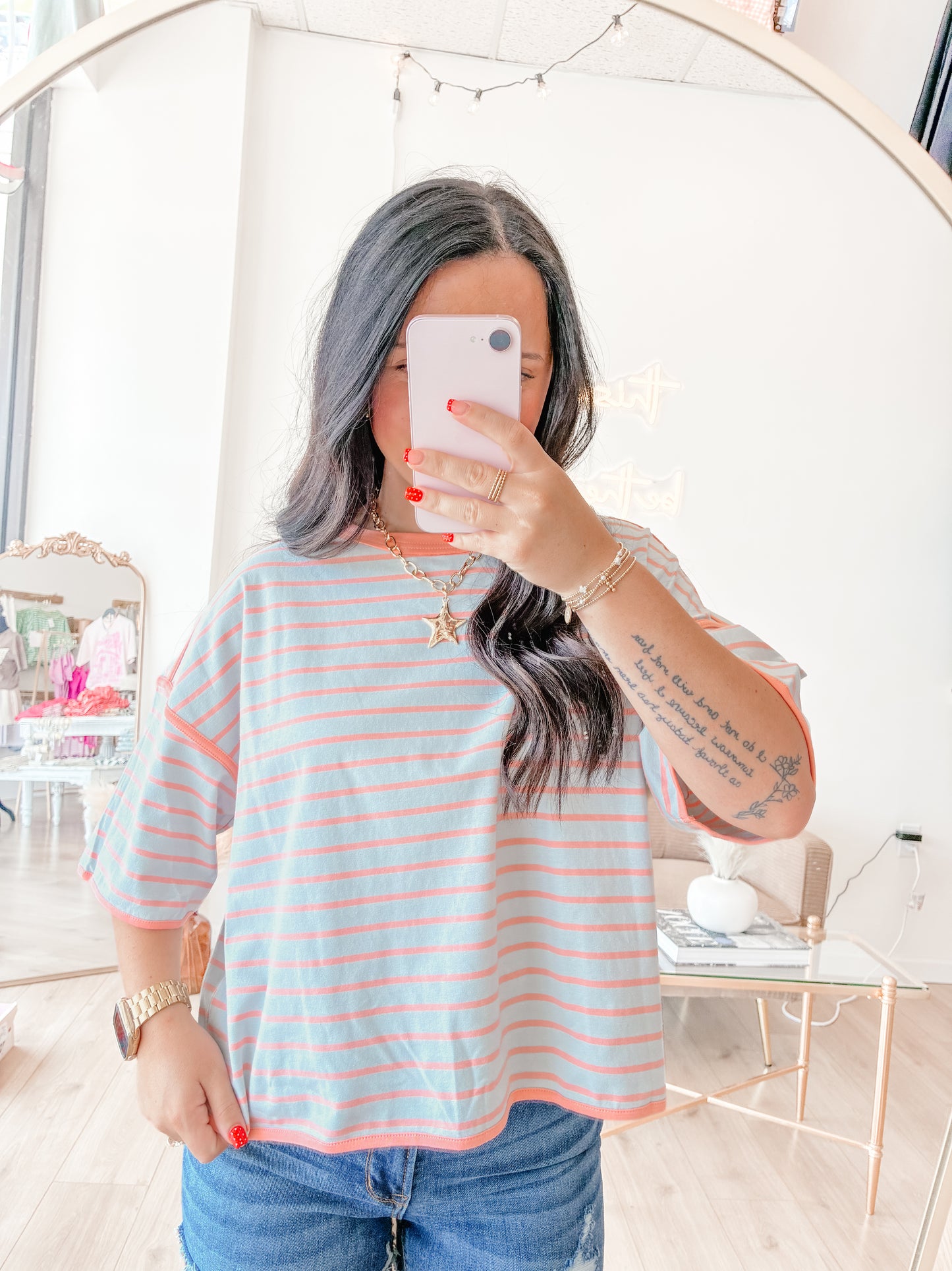 Come Closer Stripe Relax Top