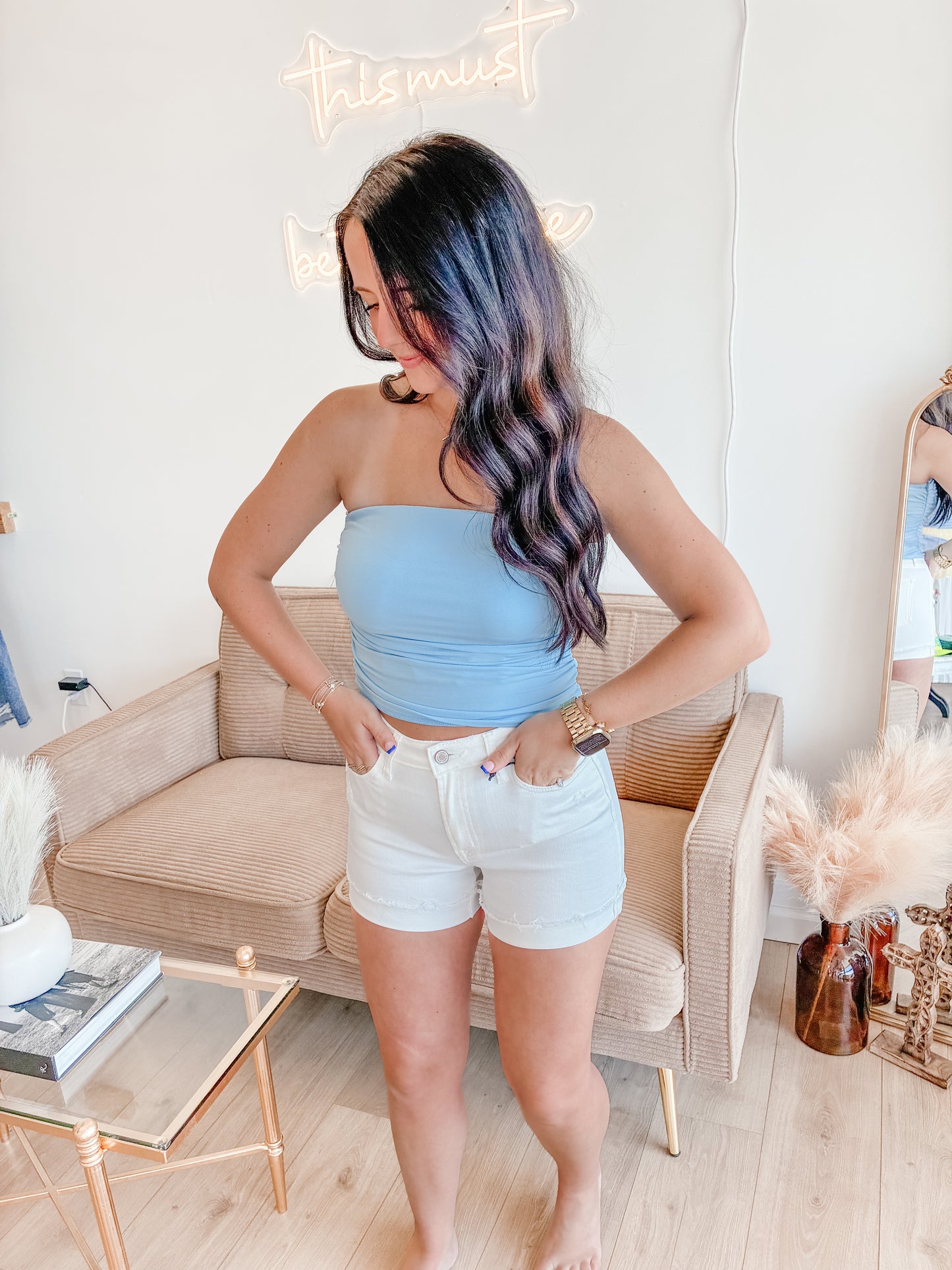 American Way White Denim Shorts