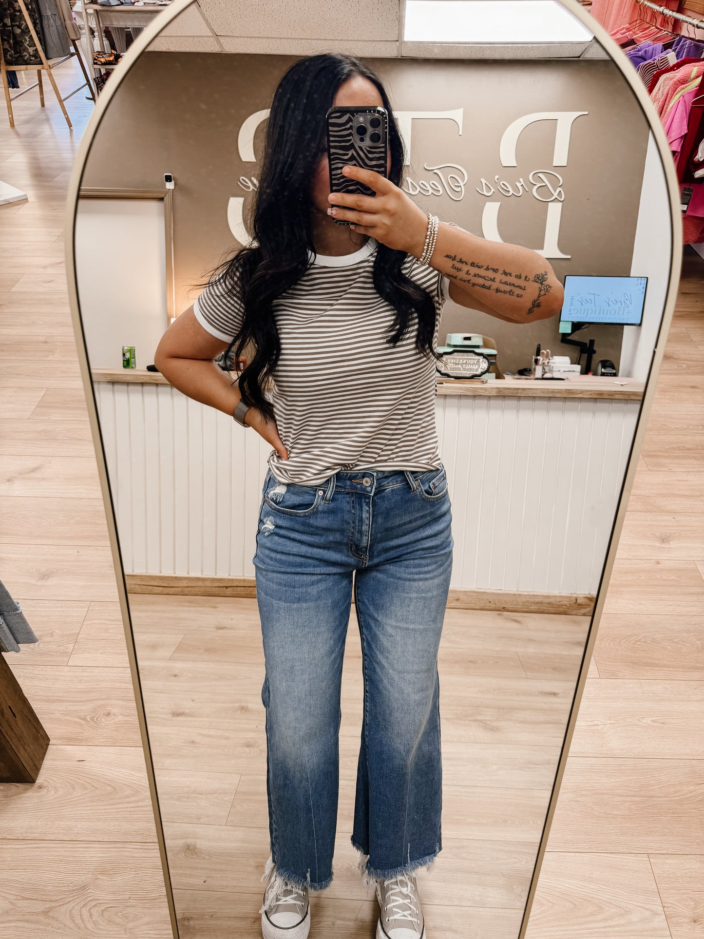 Striped Contrast Trim Tee