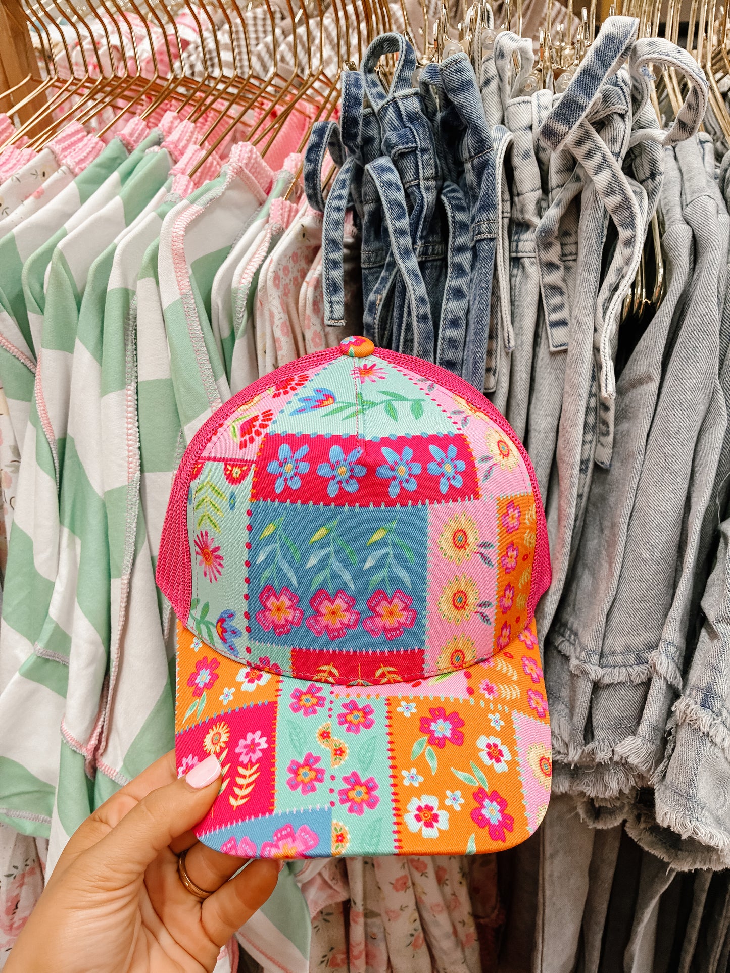 Spring Paisley Patch Trucker Hat