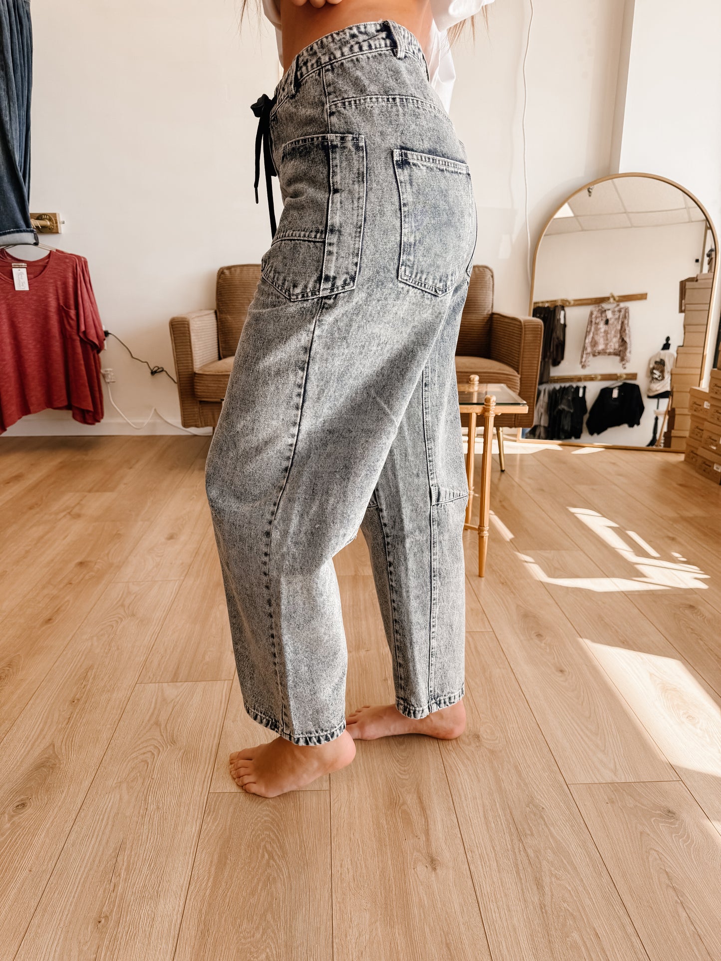 Vintage Washed Barrel String Pants