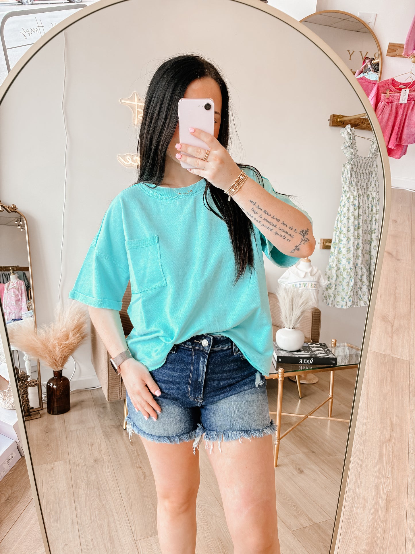 French Terry Acid Washed Exposed Seam T-shirt