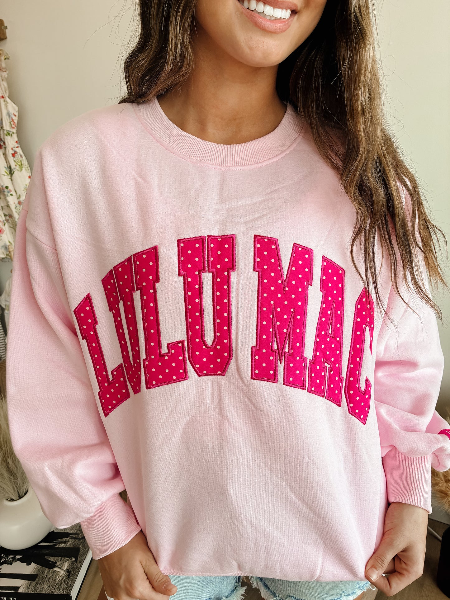 Light Pink/Hot Pink Polka Dot LULU MAC Sweatshirt