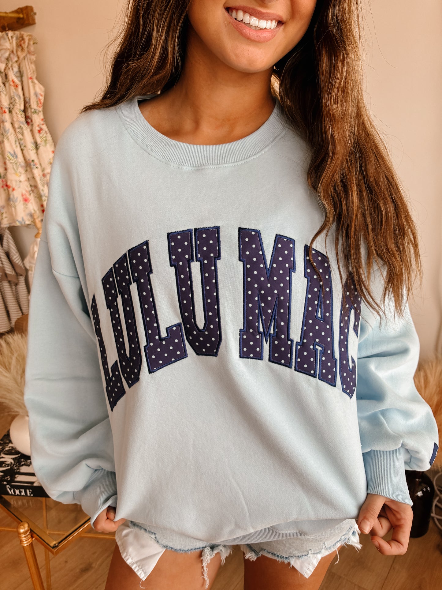 Light Blue/Navy Polka Dot LULU MAC Sweatshirt