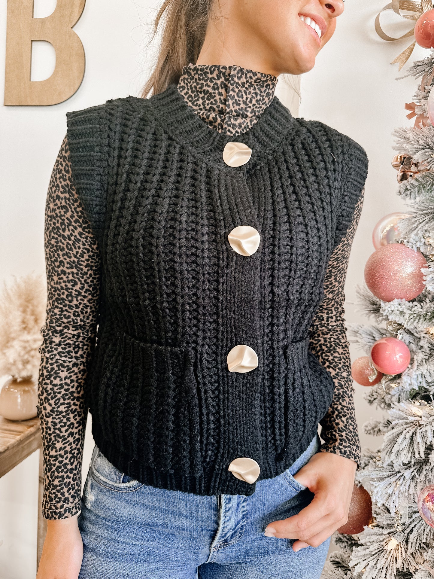 Leopard Fitted Knit Top