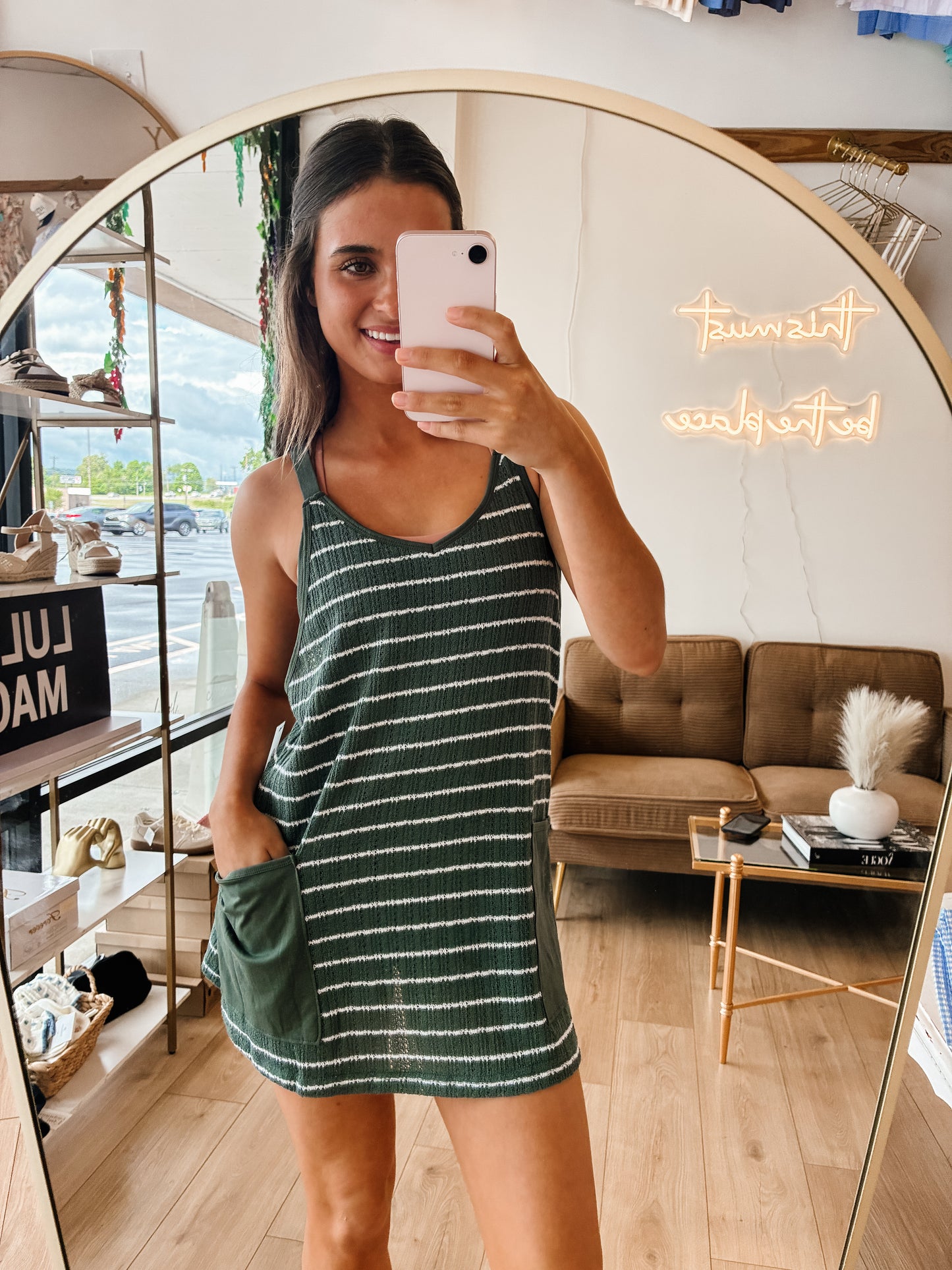 Seabreeze Crochet Dress: ELDERGREEN/WHITE