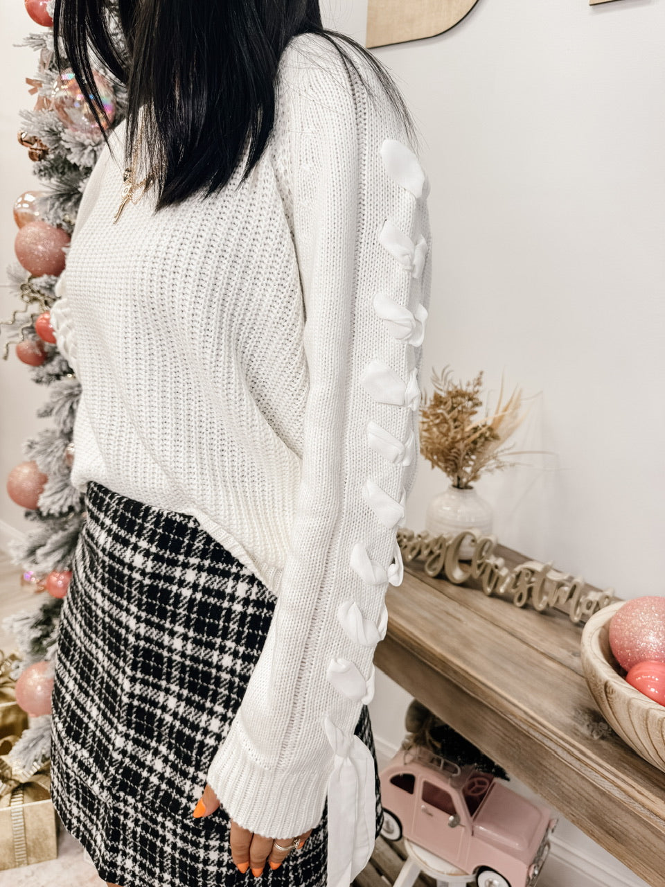 Bow Sleeve Holiday Sweater