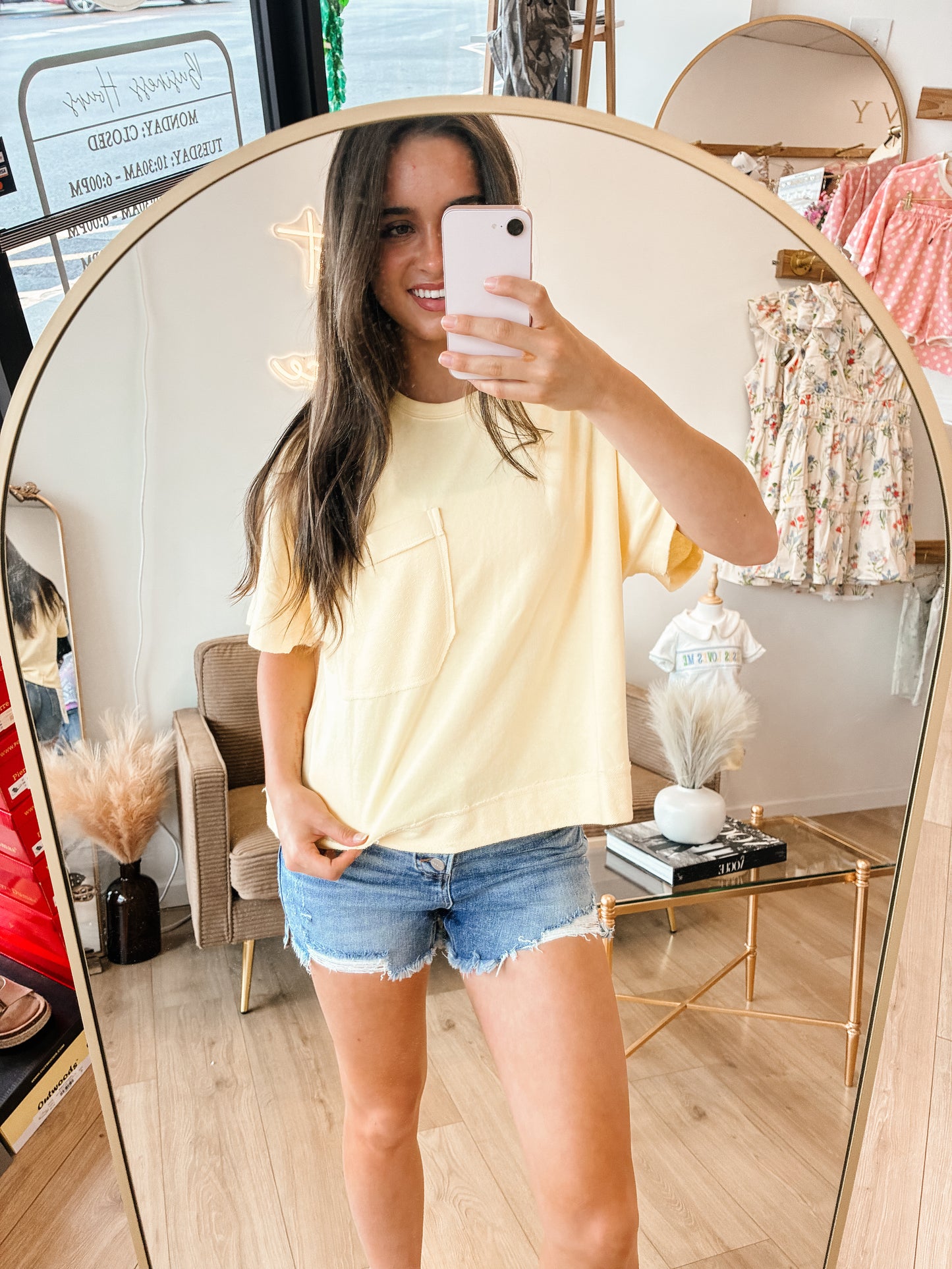 Offset Raw Edge Pocket Tee