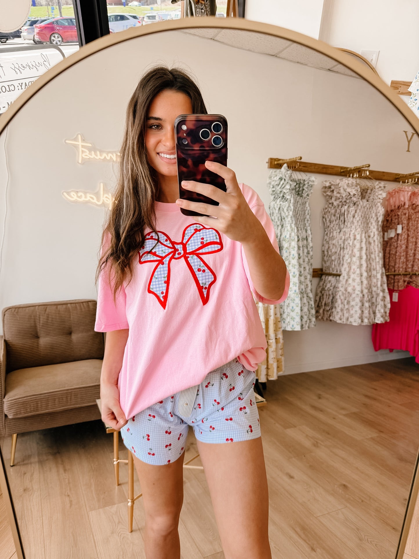 Cherry Blossom Seersucker Shorts