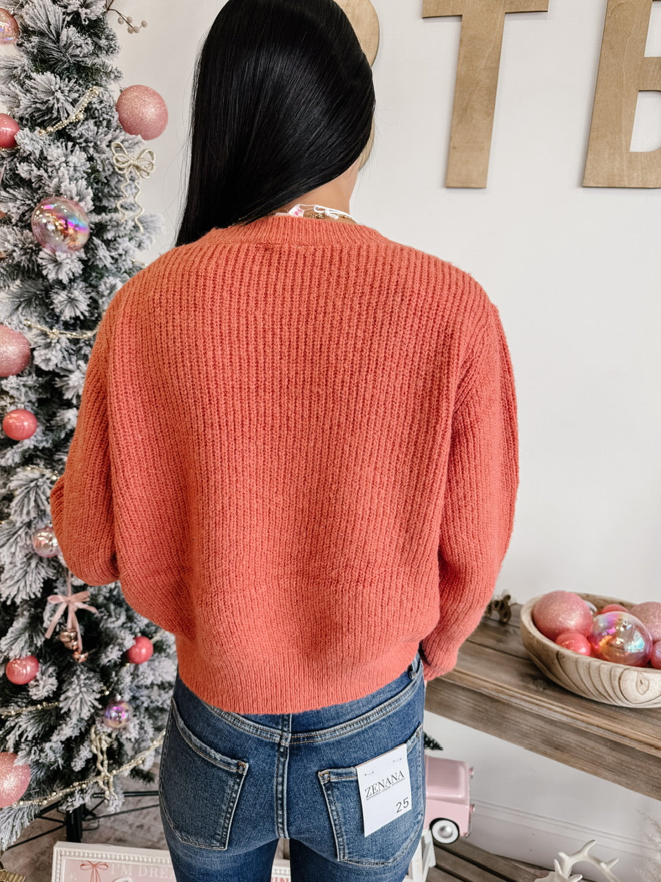 Checkered Plaid Tape Lace Up Sweater Top