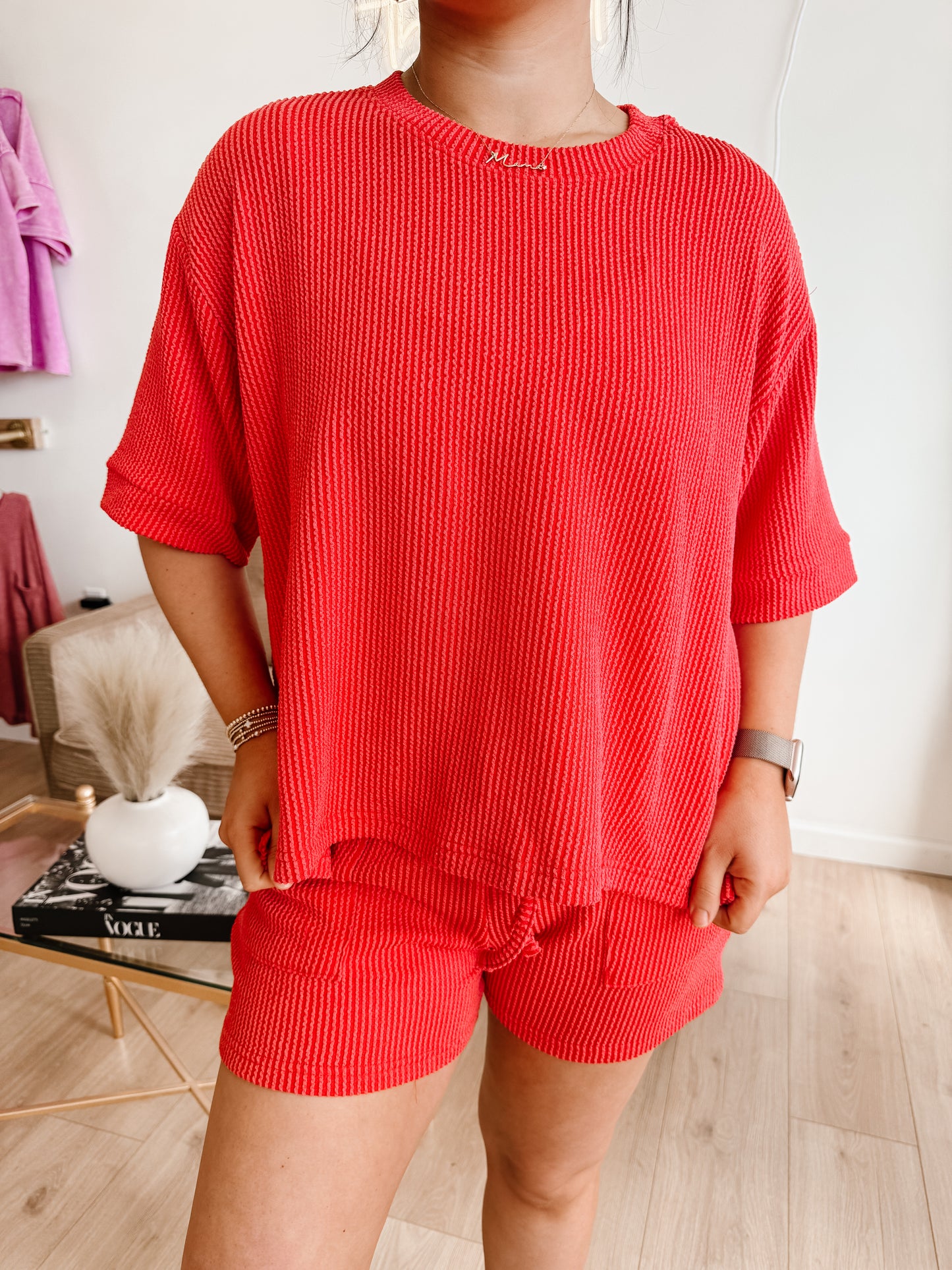 Raised Rib Short Sleeve Tee & Short Set (6 colors)