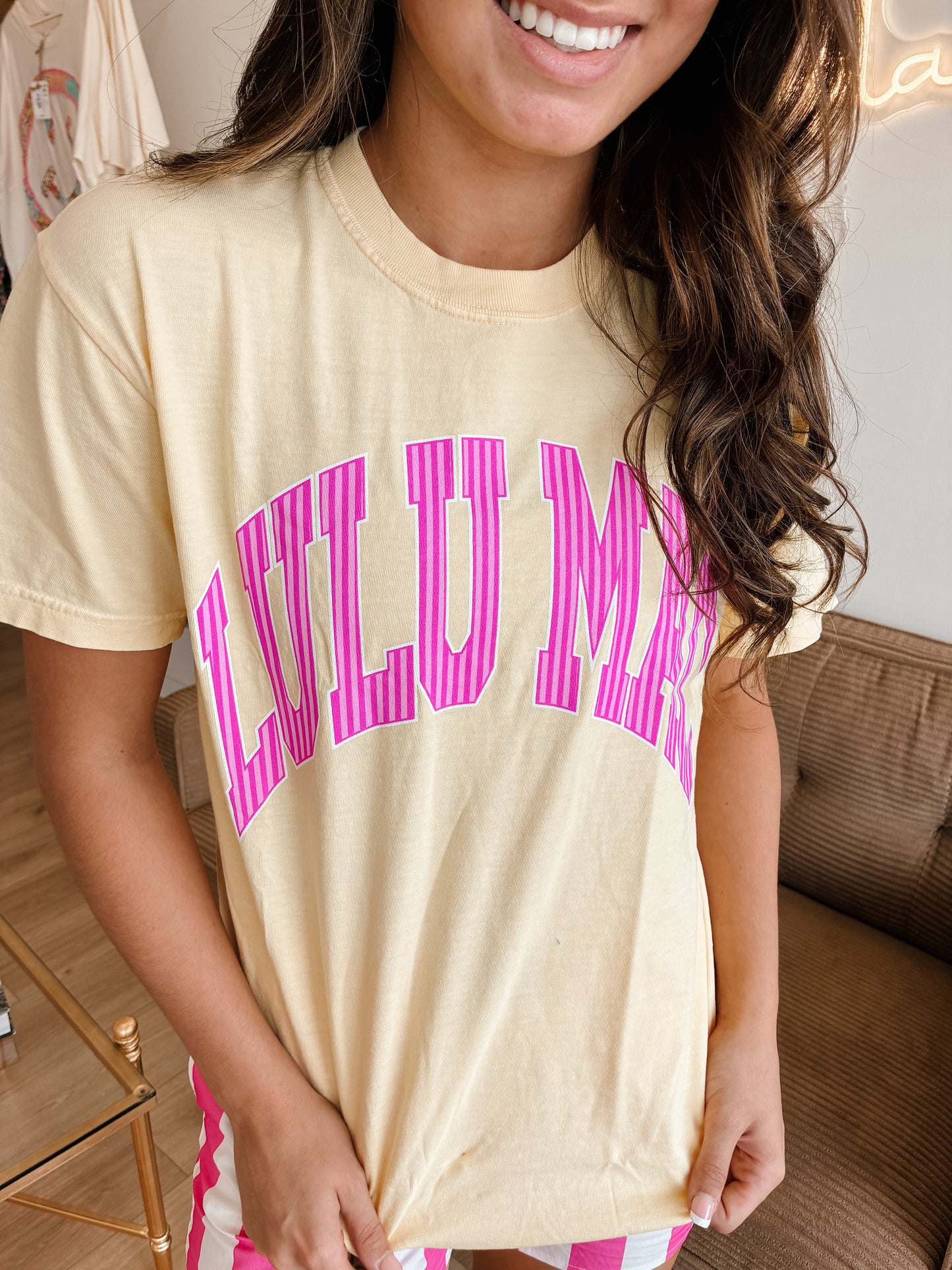 LULU MAC Yellow/Pink Stripe CC Tee