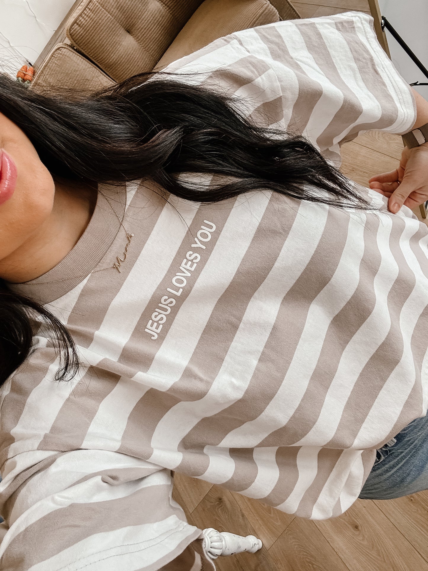 Jesus Loves You Striped Heavyweight Tee