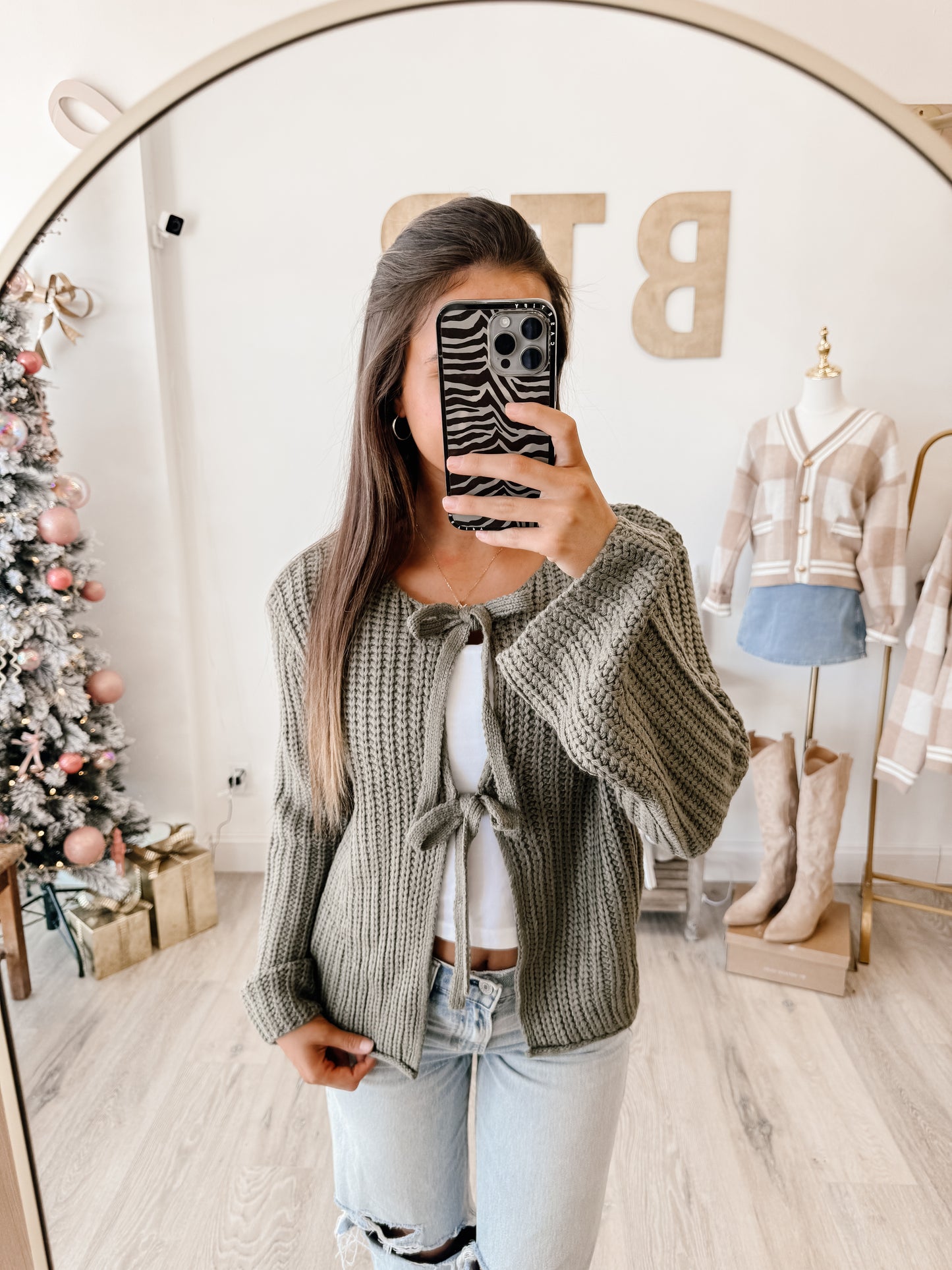 Solid Loose Knit Sweater Top With Bow Tied (3 colors)