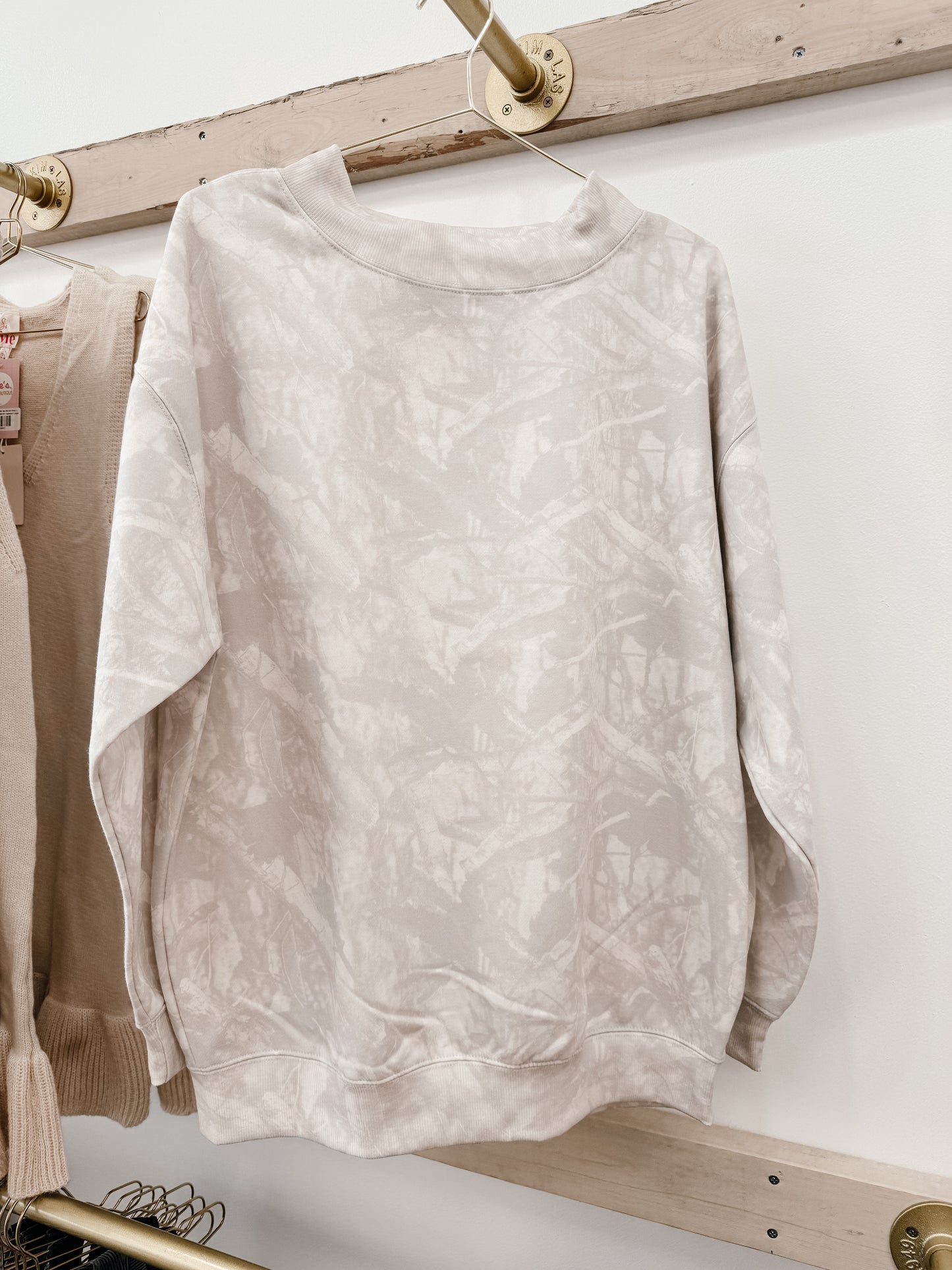 Fleece Relaxed Fit Oversized Camo Mockneck