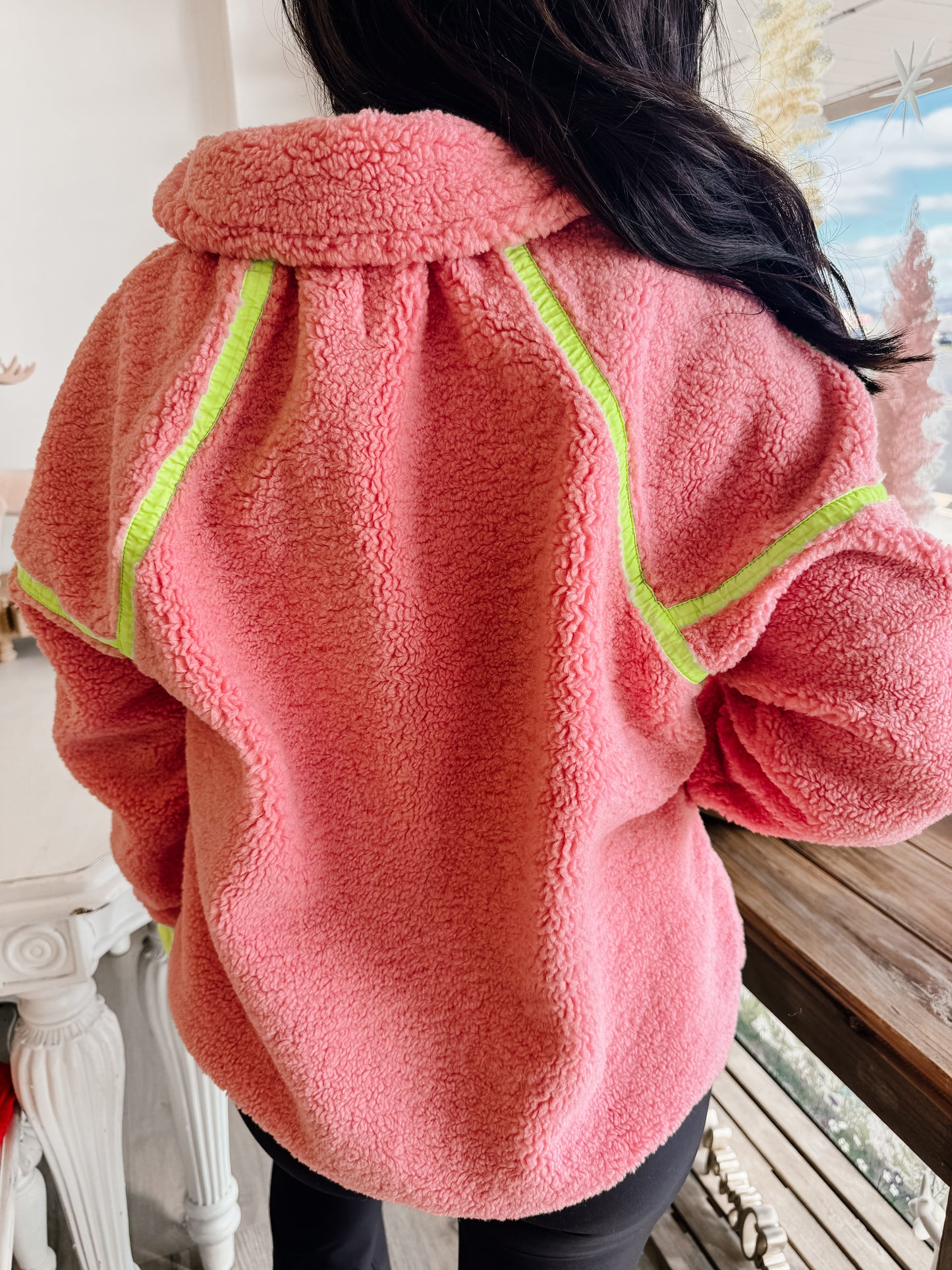 Fleece Zipper Hide Pocket Pullover