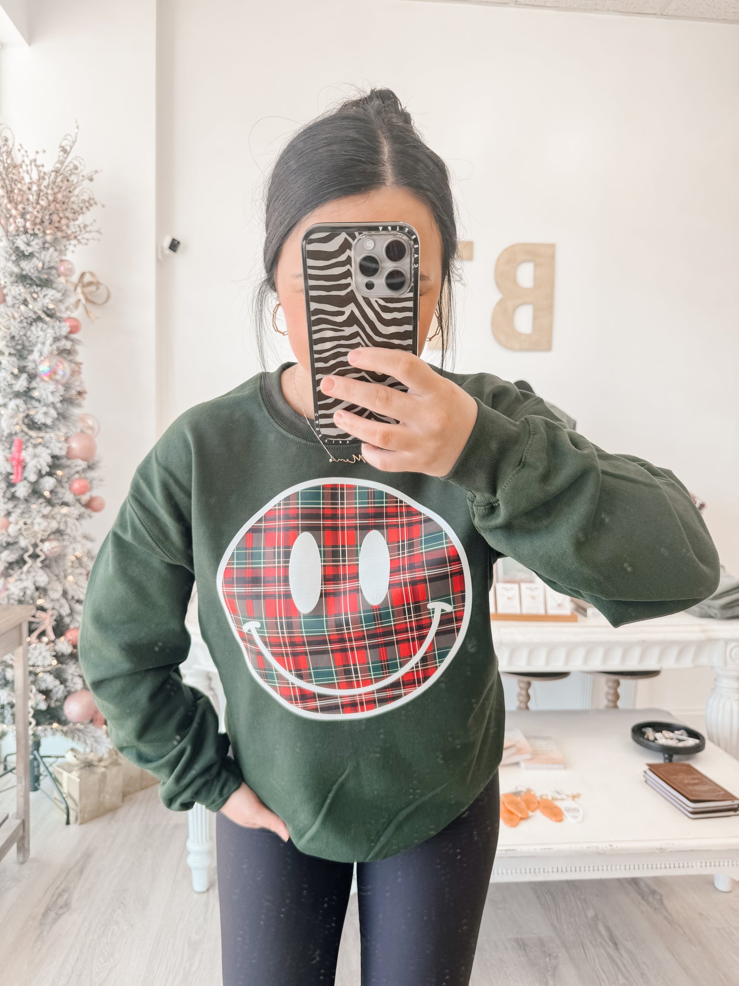 Checker Smiley Crewneck