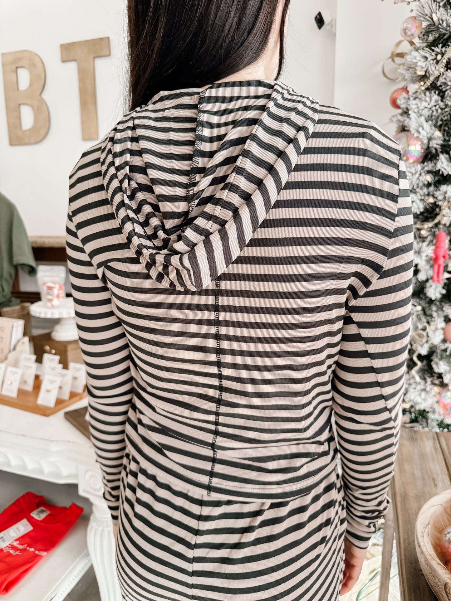 Soft Modal Stripe Mist Hoodie (2 colors)