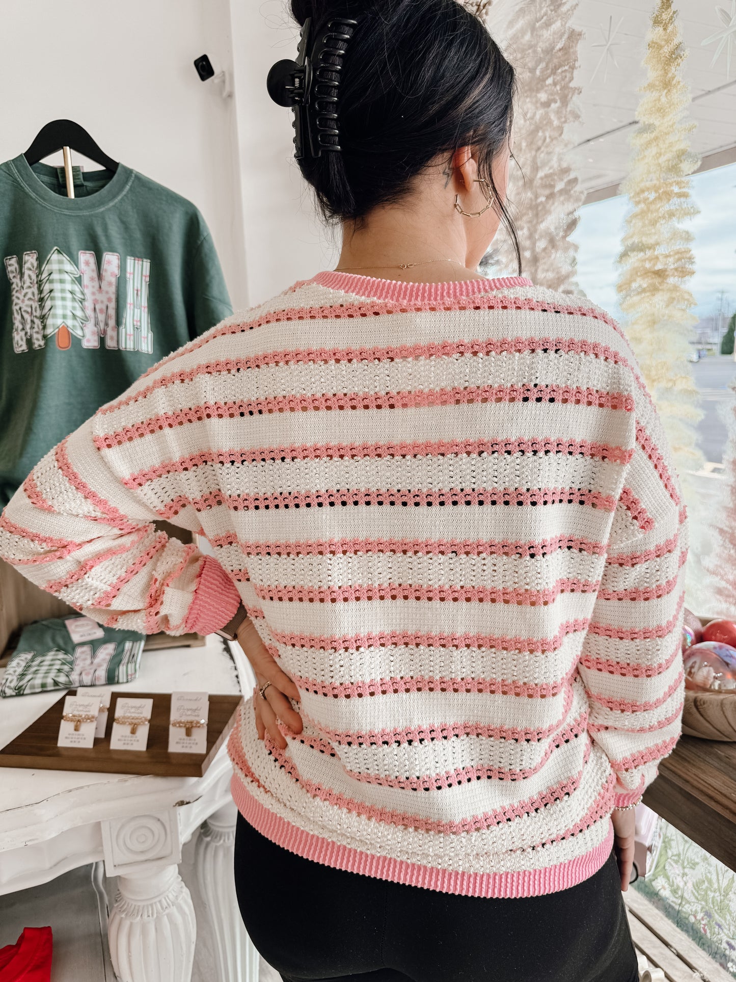 Loose Fit Striped Knit Pullover Sweater