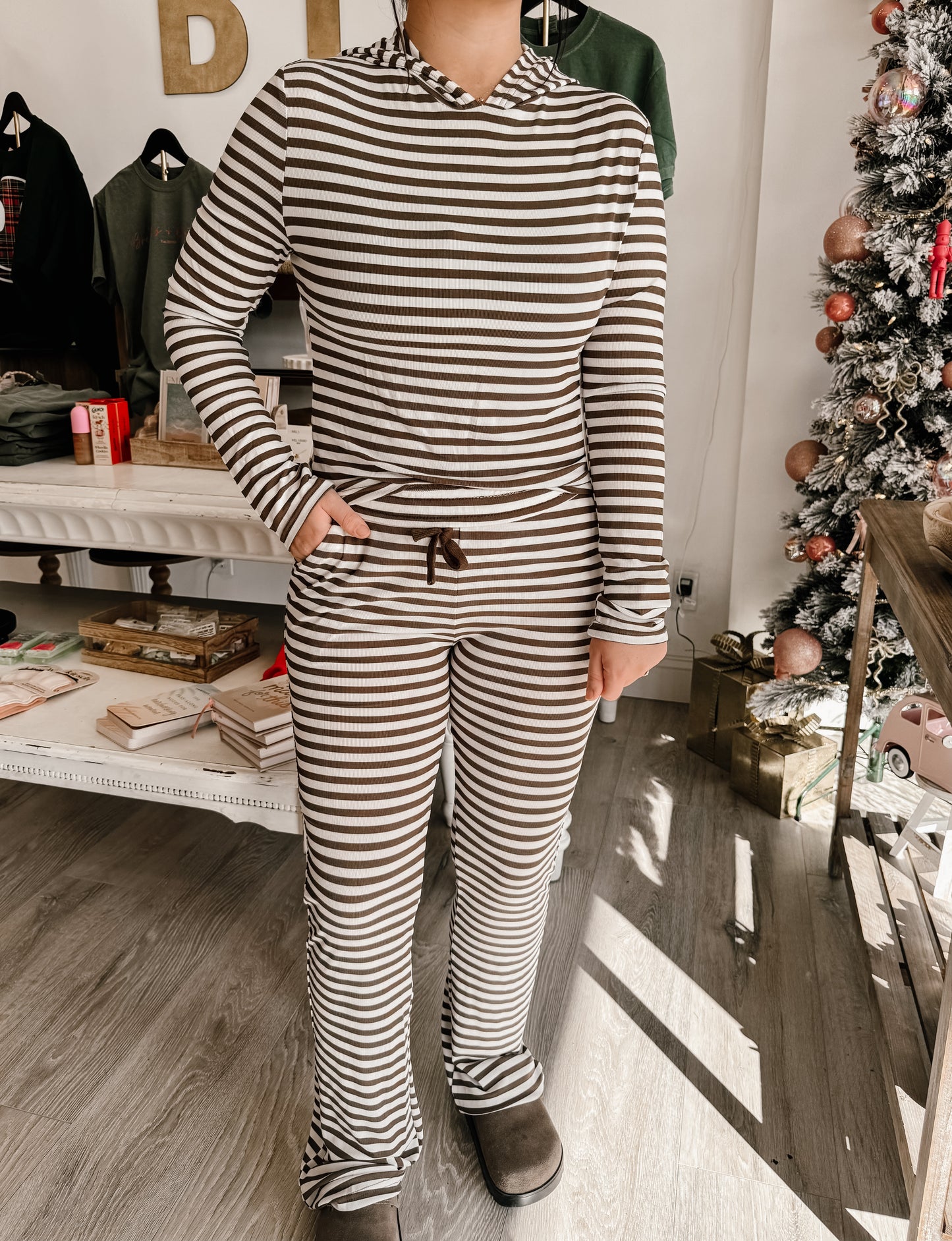 Soft Modal Striped Pants With Drawstring (2 colors)