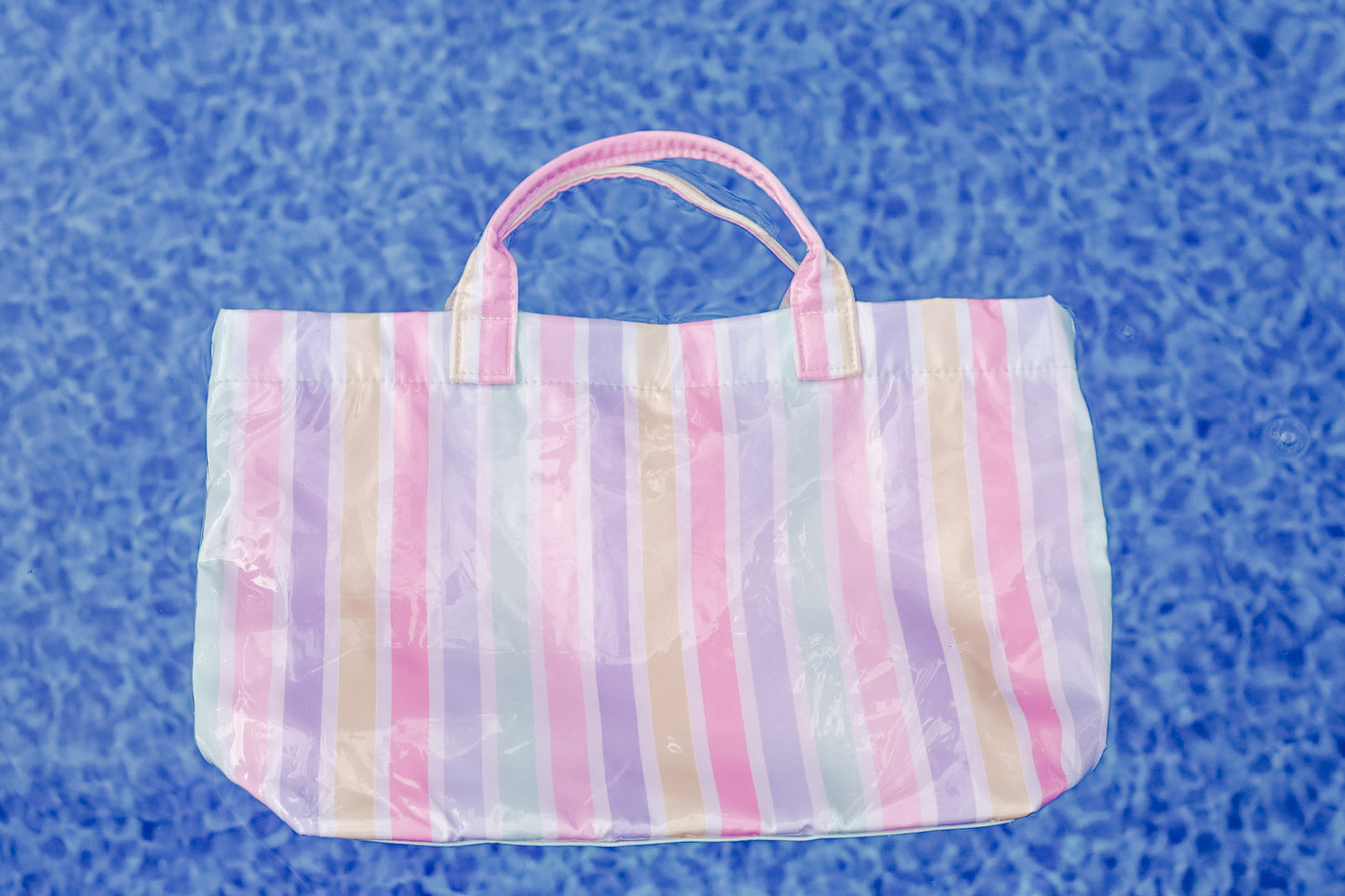 Multi Color Striped Vinyl Tote Bag