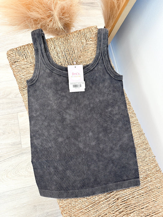 Stone Washed Ribbed Seamless Tank Top