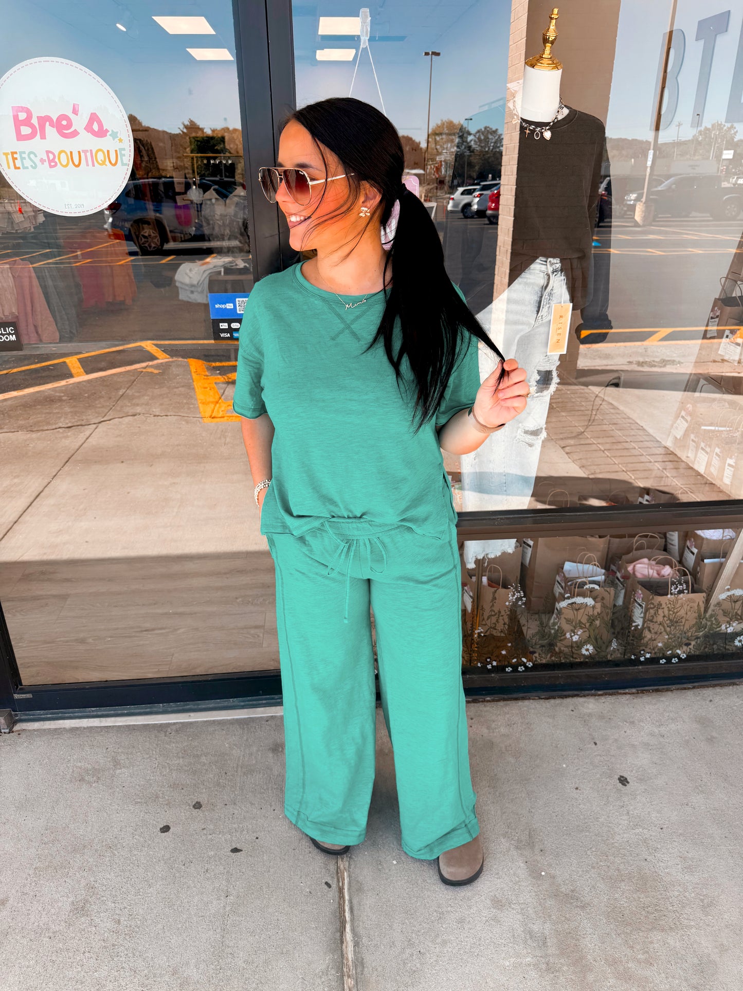 Cotton Slub Short Slv Tee & Pants Set
