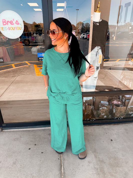 Cotton Slub Short Slv Tee & Pants Set